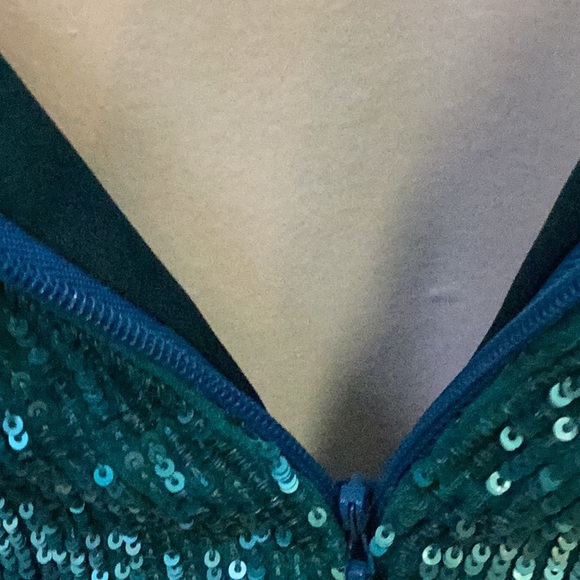 LULYYANG COUTURE TURQ SPARKLE DRESS. AMAZING VINTAGE HERE.  THE PERFECT IT DRESS - Picture 8 of 8